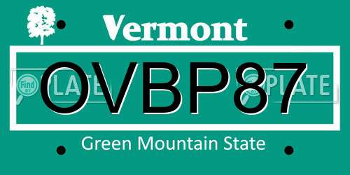 OVBP87 Vermont License Plate