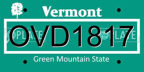 OVD1817 Vermont License Plate