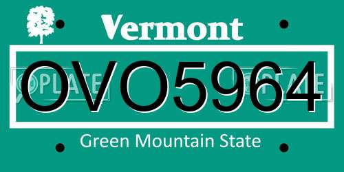 OVO5964 Vermont License Plate