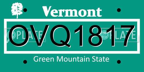OVQ1817 Vermont License Plate