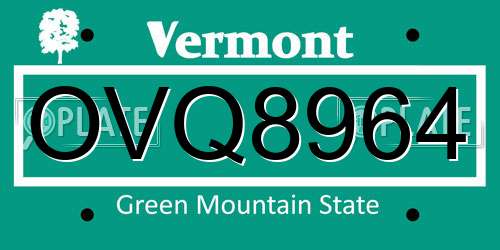 OVQ8964 Vermont License Plate