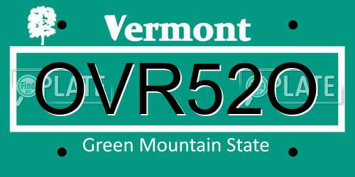 OVR52O Vermont License Plate