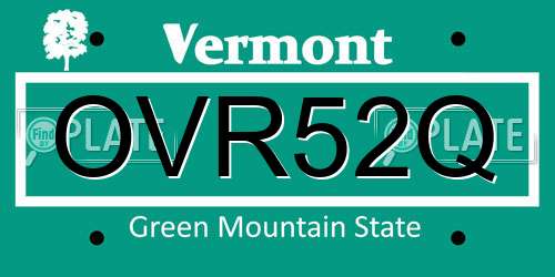 OVR52Q Vermont License Plate