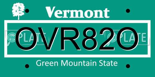 OVR82O Vermont License Plate