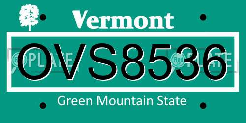OVS8536 Vermont License Plate