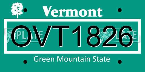 OVT1826 Vermont License Plate