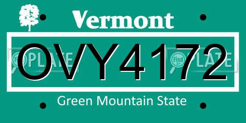 OVY4172 Vermont License Plate
