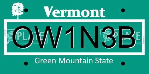 OW1N3B Vermont License Plate