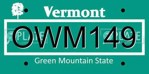 OWM149 Vermont License Plate