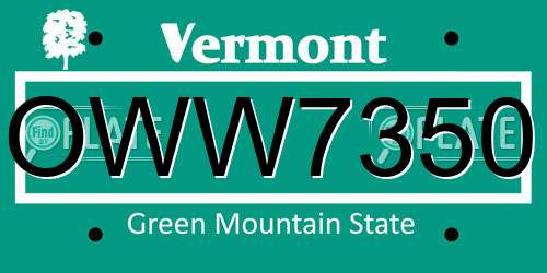 OWW7350 Vermont License Plate