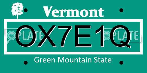 OX7E1Q Vermont License Plate