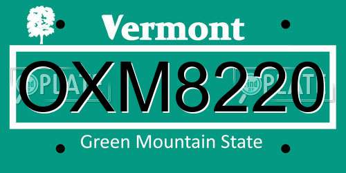 OXM8220 Vermont License Plate