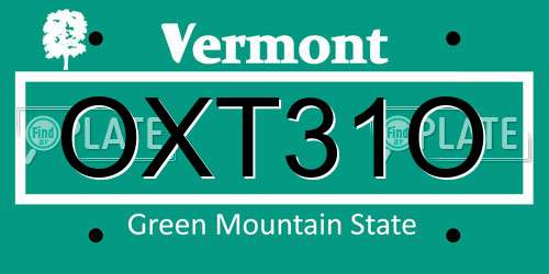 OXT31O Vermont License Plate