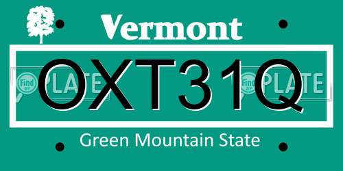 OXT31Q Vermont License Plate