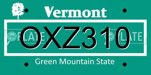 OXZ310 Vermont License Plate