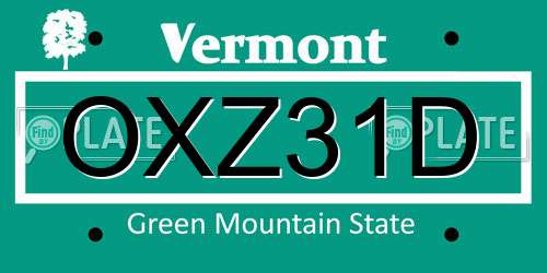 OXZ31D Vermont License Plate