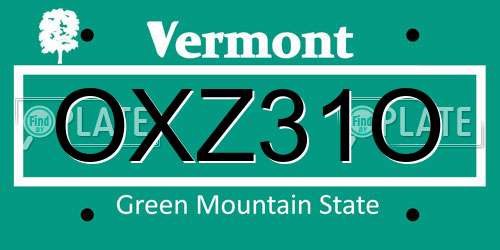 OXZ31O Vermont License Plate