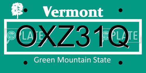 OXZ31Q Vermont License Plate