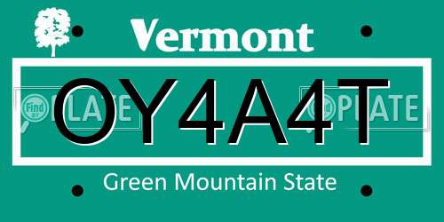 OY4A4T Vermont License Plate