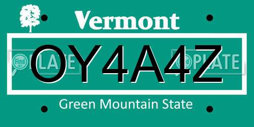 OY4A4Z Vermont License Plate
