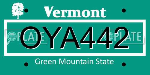 OYA442 Vermont License Plate