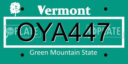 OYA447 Vermont License Plate