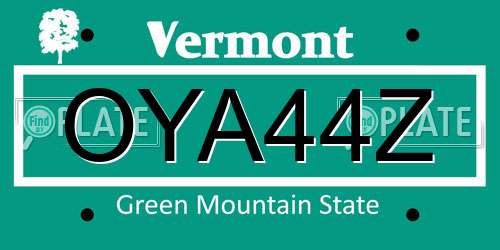 OYA44Z Vermont License Plate