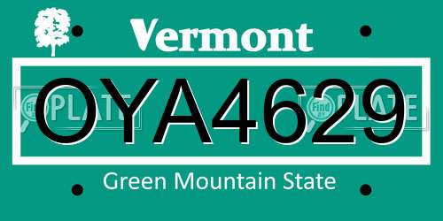 OYA4629 Vermont License Plate