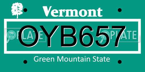 OYB657 Vermont License Plate