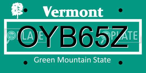 OYB65Z Vermont License Plate