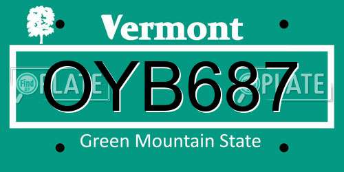 OYB687 Vermont License Plate