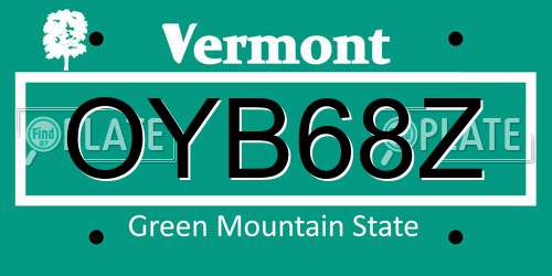 OYB68Z Vermont License Plate