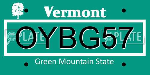 OYBG57 Vermont License Plate