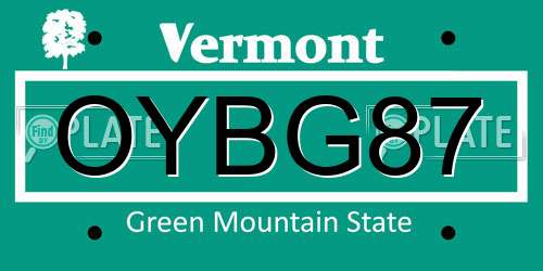 OYBG87 Vermont License Plate