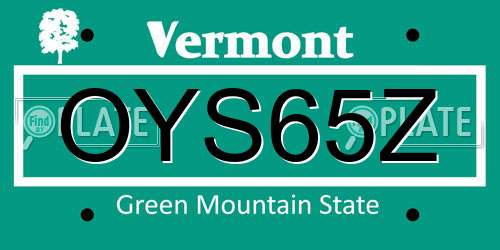OYS65Z Vermont License Plate