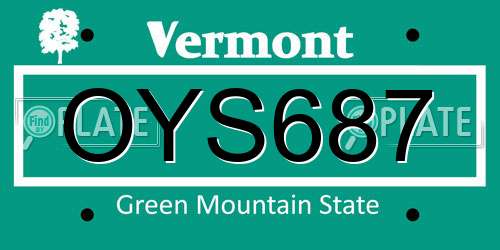 OYS687 Vermont License Plate