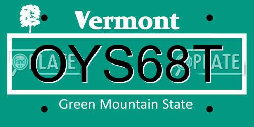 OYS68T Vermont License Plate
