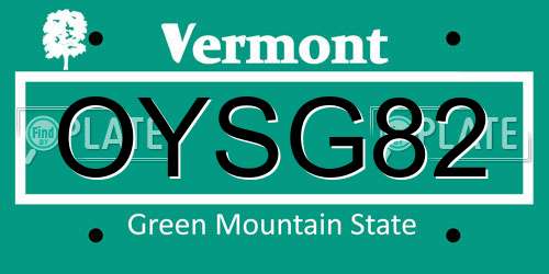 OYSG82 Vermont License Plate