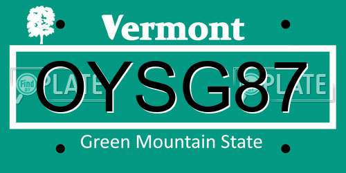 OYSG87 Vermont License Plate