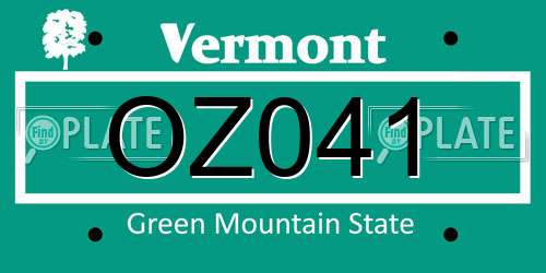 OZ041 Vermont License Plate