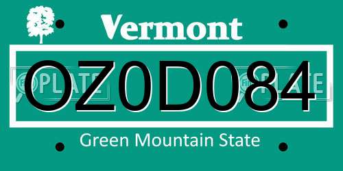 OZ0D084 Vermont License Plate