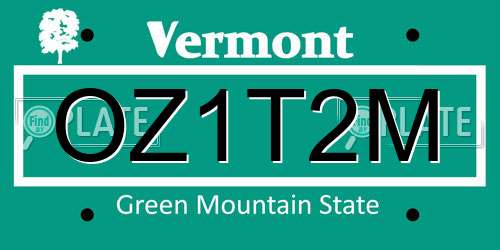 OZ1T2M Vermont License Plate