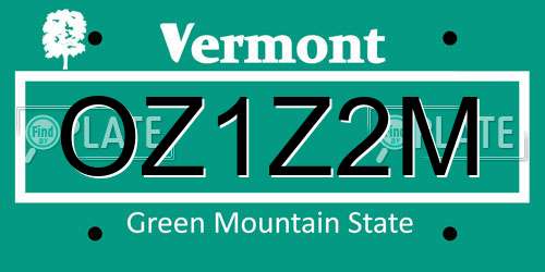 OZ1Z2M Vermont License Plate