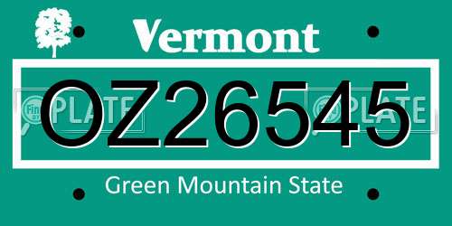 OZ26545 Vermont License Plate