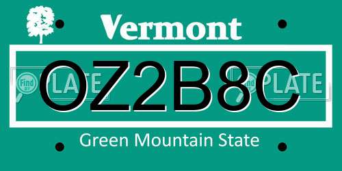 OZ2B8C Vermont License Plate