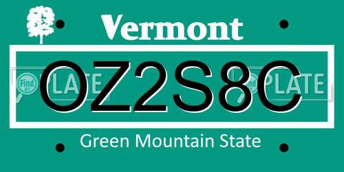 OZ2S8C Vermont License Plate