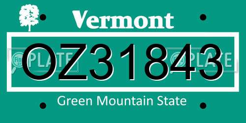 OZ31843 Vermont License Plate
