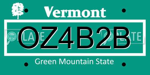 OZ4B2B Vermont License Plate