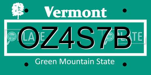 OZ4S7B Vermont License Plate