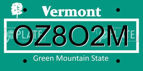 OZ8O2M Vermont License Plate